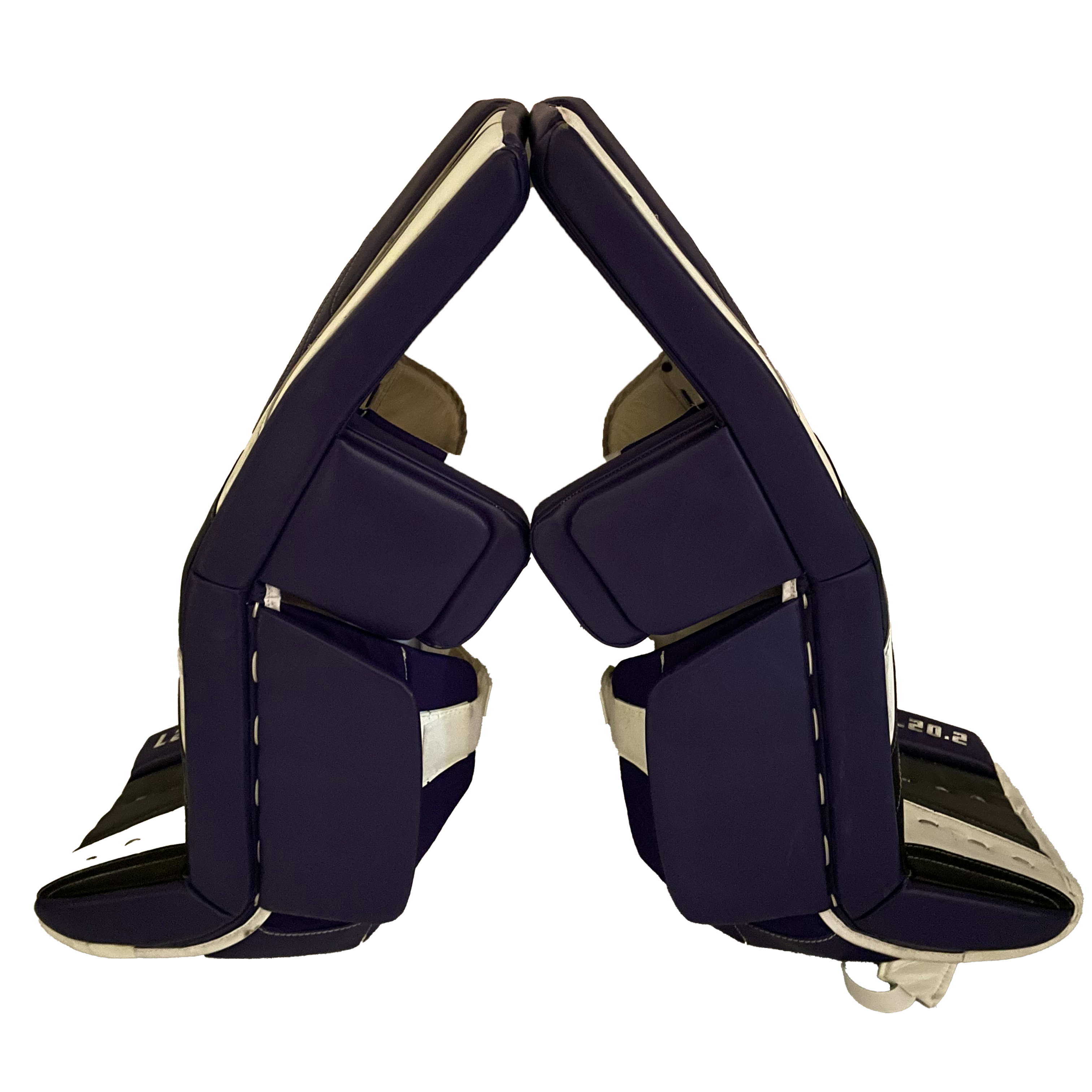 True L20.2 - Jambières de gardien Pro Stock d'occasion (violet/blanc)